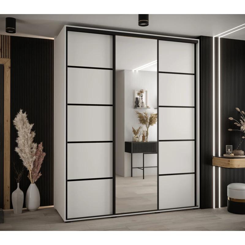 Šatní skříň YVONA 5 - 190/60 cm, bílá / černá