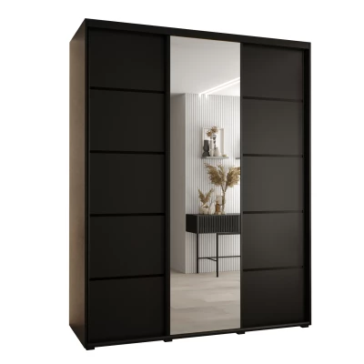 Šatní skříň YVONA 5 - 200/60 cm, černá / černá