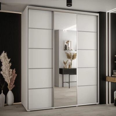 Šatní skříň YVONA 5 - 200/60 cm, bílá / stříbrná