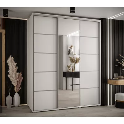 Šatní skříň YVONA 5 - 200/60 cm, bílá / stříbrná