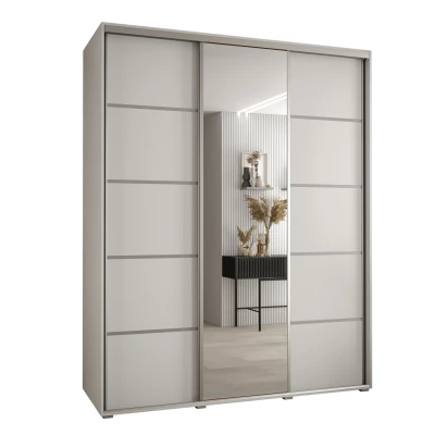 Šatní skříň YVONA 5 - 200/60 cm, bílá / stříbrná