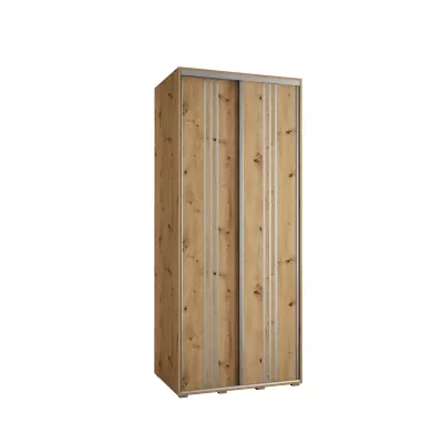 Šatní skříň YVONA 6 - 100/60 cm, dub artisan / stříbrná
