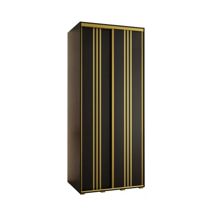 Šatní skříň YVONA 6 - 100/60 cm, černá / zlatá