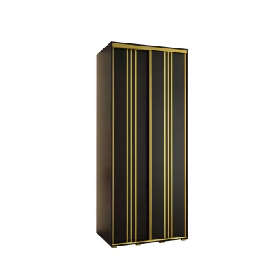 Šatní skříň YVONA 6 - 100/60 cm, černá / zlatá