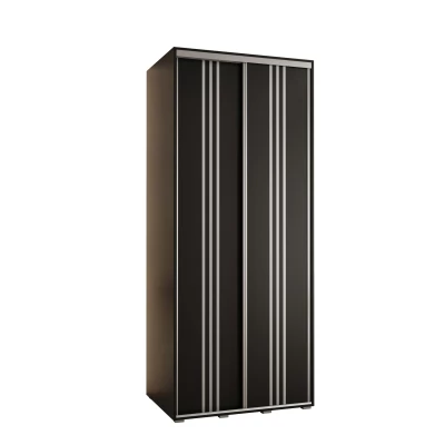 Šatní skříň YVONA 6 - 100/60 cm, černá / stříbrná