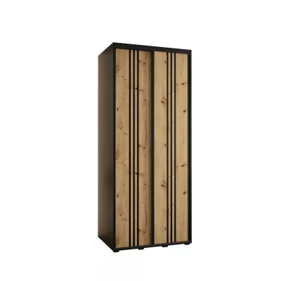 Šatní skříň YVONA 6 - 100/60 cm, černá / dub artisan / černá