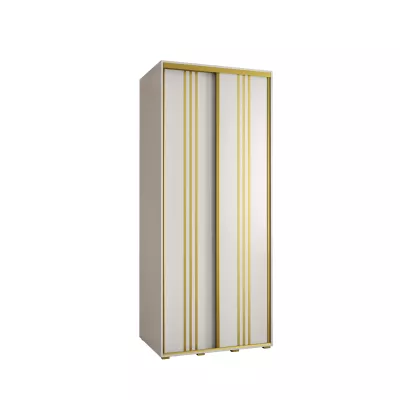 Šatní skříň YVONA 6 - 100/60 cm, bílá / zlatá