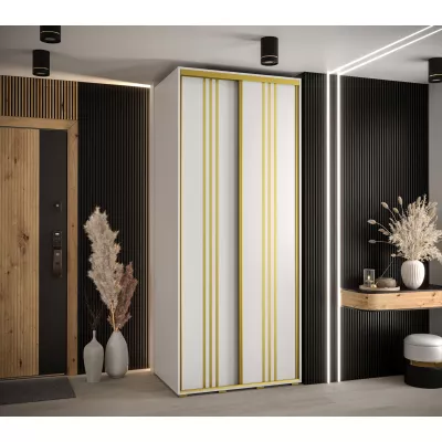 Šatní skříň YVONA 6 - 100/60 cm, bílá / zlatá