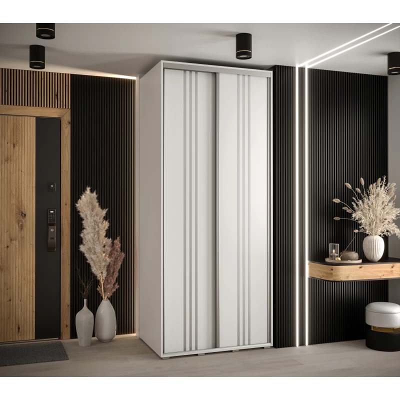 Šatní skříň YVONA 6 - 100/60 cm, bílá / stříbrná