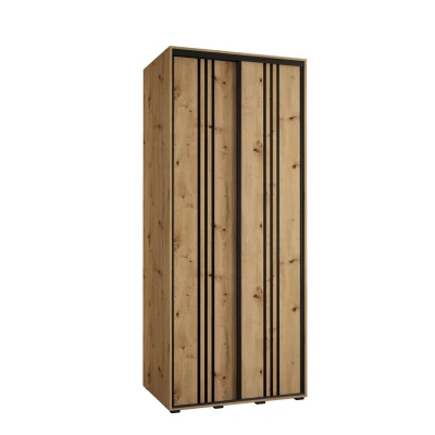 Šatní skříň YVONA 6 - 110/60 cm, dub artisan / černá