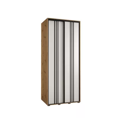 Šatní skříň YVONA 6 - 110/60 cm, dub artisan / bílá / černá