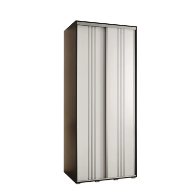 Šatní skříň YVONA 6 - 110/60 cm, černá / bílá / stříbrná