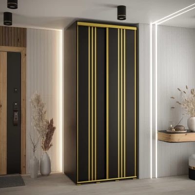 Šatní skříň YVONA 6 - 120/60 cm, černá / zlatá