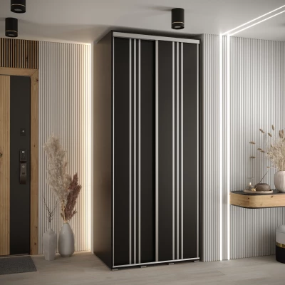 Šatní skříň YVONA 6 - 120/60 cm, černá / stříbrná