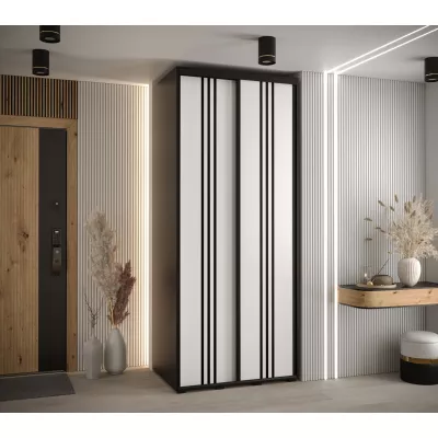 Šatní skříň YVONA 6 - 120/60 cm, černá / bílá / černá