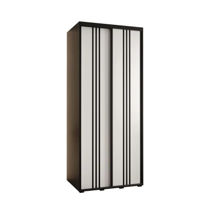 Šatní skříň YVONA 6 - 120/60 cm, černá / bílá / černá