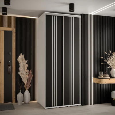 Šatní skříň YVONA 6 - 120/60 cm, bílá / černá / stříbrná