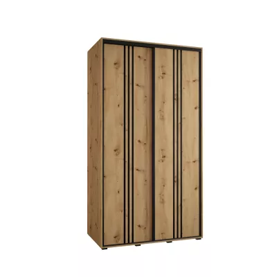 Šatní skříň YVONA 6 - 130/60 cm, dub artisan / černá