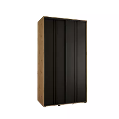 Šatní skříň YVONA 6 - 130/60 cm, dub artisan / černá / černá