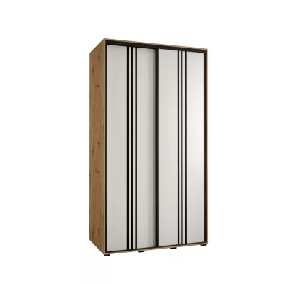 Šatní skříň YVONA 6 - 130/60 cm, dub artisan / bílá / černá