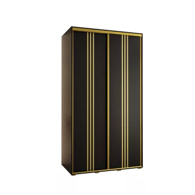 Šatní skříň YVONA 6 - 130/60 cm, černá / zlatá