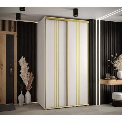 Šatní skříň YVONA 6 - 130/60 cm, bílá / zlatá