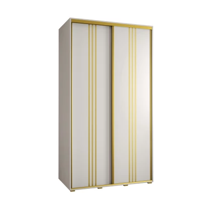 Šatní skříň YVONA 6 - 130/60 cm, bílá / zlatá