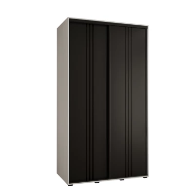 Šatní skříň YVONA 6 - 130/60 cm, bílá / černá / černá