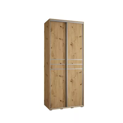 Šatní skříň YVONA 10 - 120/45 cm, dub artisan / stříbrná