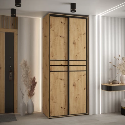 Šatní skříň YVONA 10 - 120/45 cm, dub artisan / černá