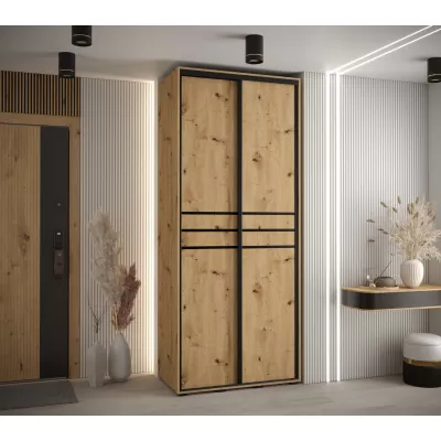 Šatní skříň YVONA 10 - 120/45 cm, dub artisan / černá