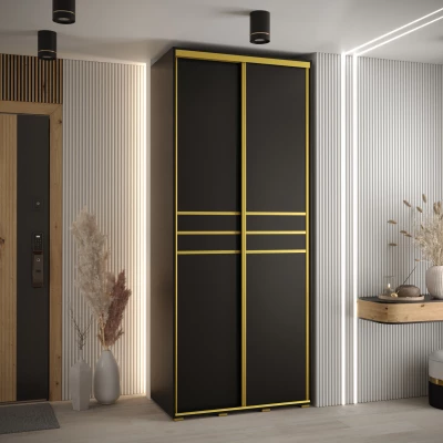 Šatní skříň YVONA 10 - 120/45 cm, černá / zlatá