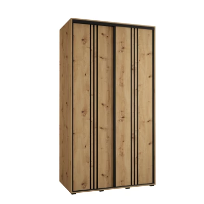 Šatní skříň YVONA 6 - 140/60 cm, dub artisan / černá