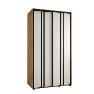 Šatní skříň YVONA 6 - 140/60 cm, dub artisan / bílá / černá