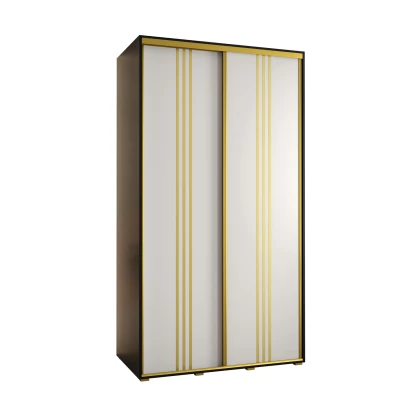 Šatní skříň YVONA 6 - 140/60 cm, černá / bílá / zlatá