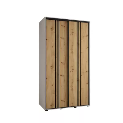 Šatní skříň YVONA 6 - 140/60 cm, bílá / dub artisan / černá