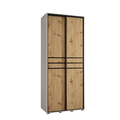 Šatní skříň YVONA 10 - 120/45 cm, bílá / dub artisan / černá