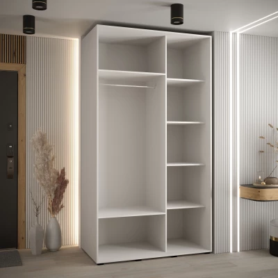 Šatní skříň YVONA 6 - 140/60 cm, bílá / stříbrná
