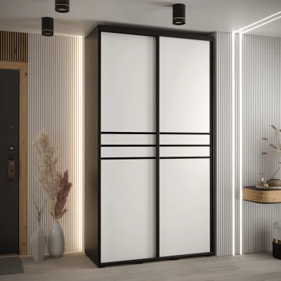 Šatní skříň YVONA 10 - 130/45 cm, černá / bílá / černá