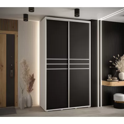 Šatní skříň YVONA 10 - 130/45 cm, bílá / černá / stříbrná