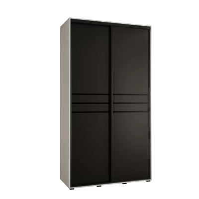 Šatní skříň YVONA 10 - 130/45 cm, bílá / černá / černá
