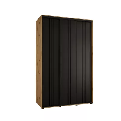 Šatní skříň YVONA 6 - 150/60 cm, dub artisan / černá / černá