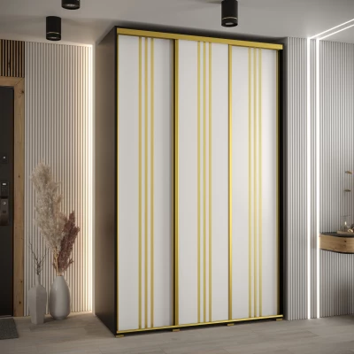 Šatní skříň YVONA 6 - 150/60 cm, černá / bílá / zlatá