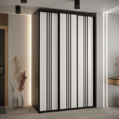 Šatní skříň YVONA 6 - 150/60 cm, černá / bílá / černá