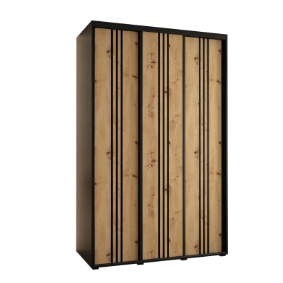 Šatní skříň YVONA 6 - 150/60 cm, černá / dub artisan / černá