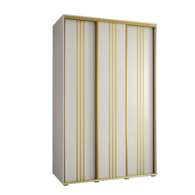 Šatní skříň YVONA 6 - 150/60 cm, bílá / zlatá