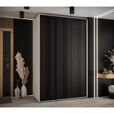 Šatní skříň YVONA 6 - 150/60 cm, bílá / černá / černá