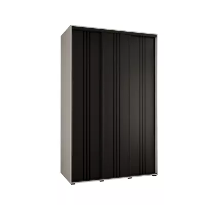 Šatní skříň YVONA 6 - 150/60 cm, bílá / černá / černá