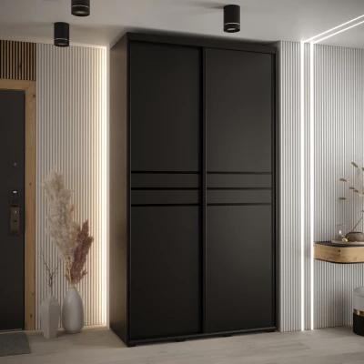 Šatní skříň YVONA 10 - 140/45 cm, černá / černá