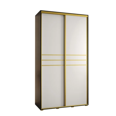 Šatní skříň YVONA 10 - 140/45 cm, černá / bílá / zlatá